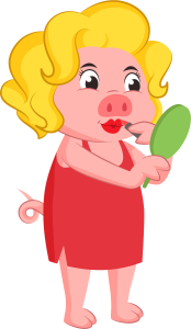 A Final Pam Pam Pig applying lipstick