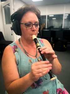 Harmony Valley-272 Lyn plays recorder